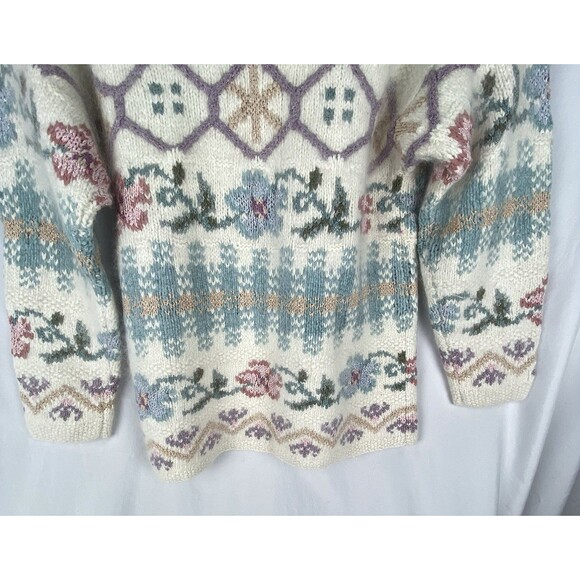 VTG Express Cardigan Women XS Cream Tricot Hand Knit Silk Angora Cottage Soft - Picture 6 of 9